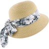 Paper braid floppy hat with pattern scarf