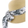 Paper braid floppy hat with pattern scarf