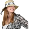 Paper braid floppy hat with pattern scarf