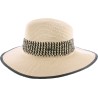 Large brim hat, bicolor crocheted braid, internal drawstring for size