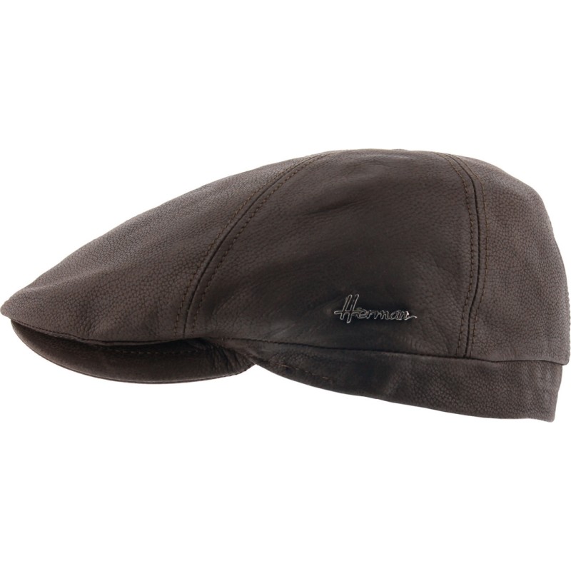 Casquette en cuir souple unie