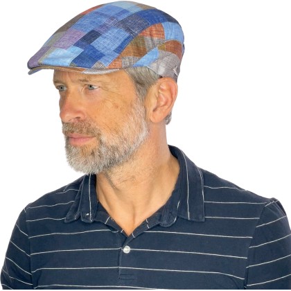 Casquette plate en patchwork de tissu