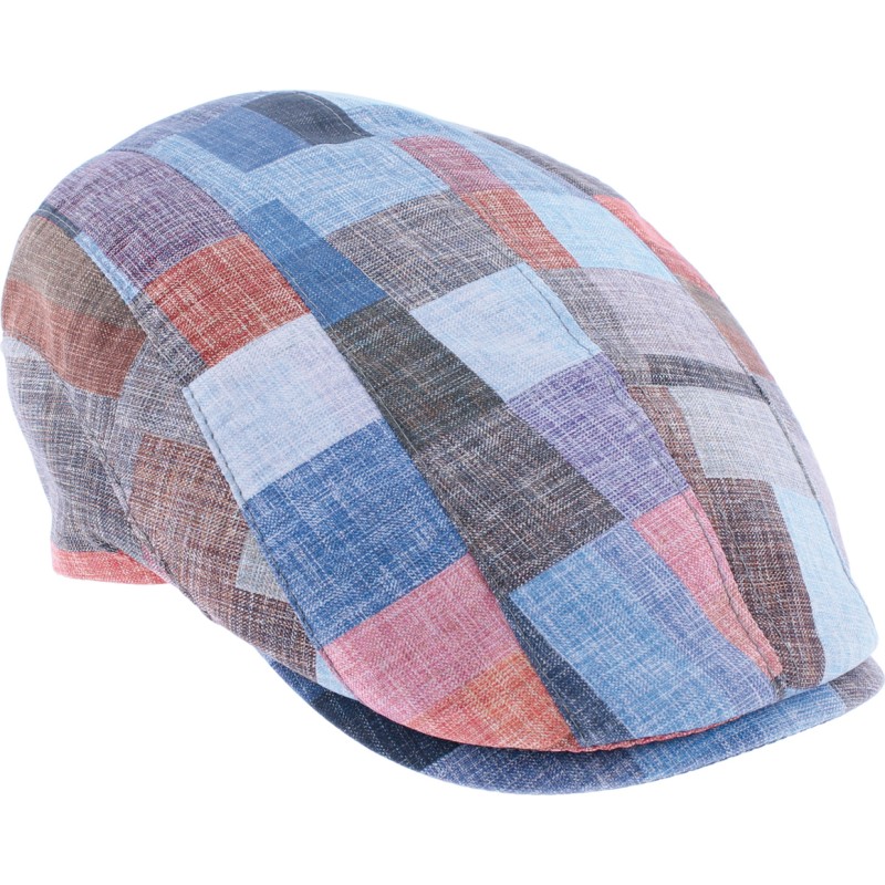 Casquette plate en patchwork de tissu