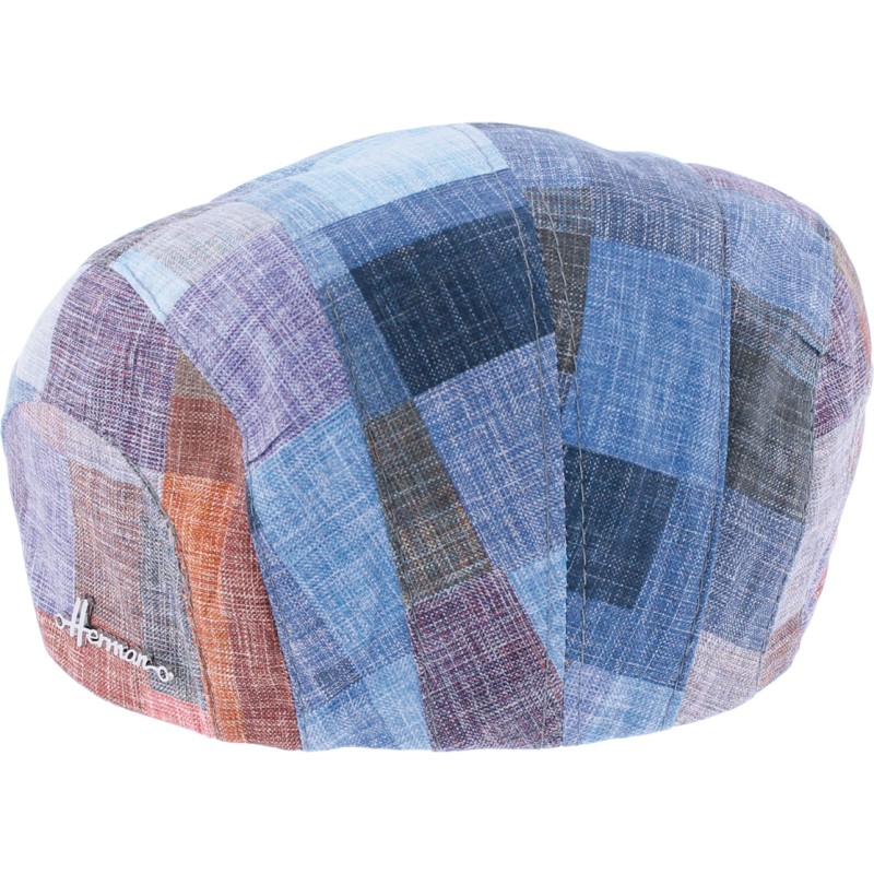 Casquette plate en patchwork de tissu