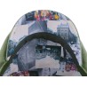 Plain color flat cap with pattern fabric under peak