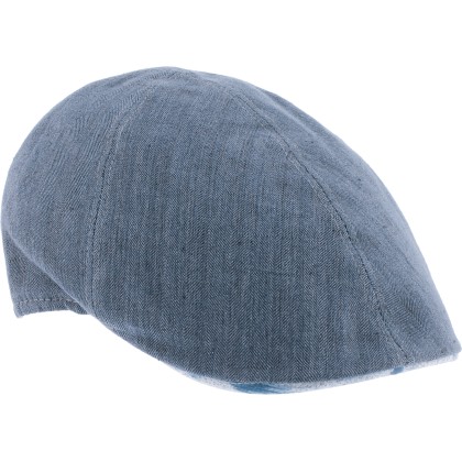 Plain color flat cap with pattern fabric under peak