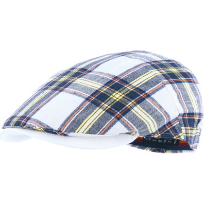 LEGEND flat cap. Madras cotton multicolor