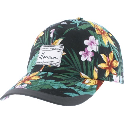 Casquette baseball à motif tropical fleuri avec badge rectangulaire