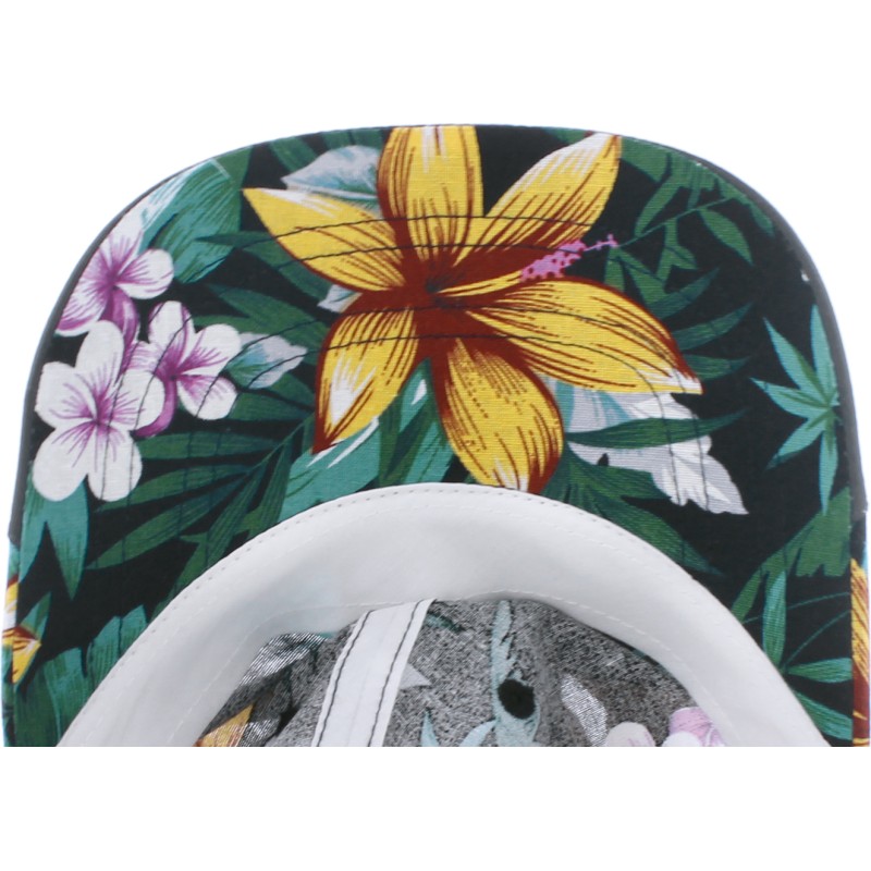 Casquette baseball à motif tropical fleuri avec badge rectangulaire