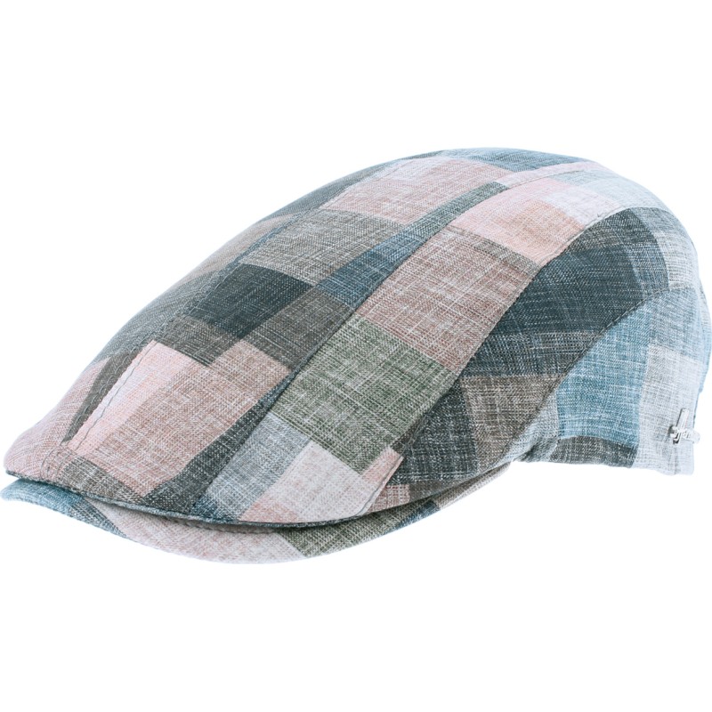 Casquette plate en patchwork de tissu