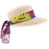 Casquette en paille naturelle unie avec foulard