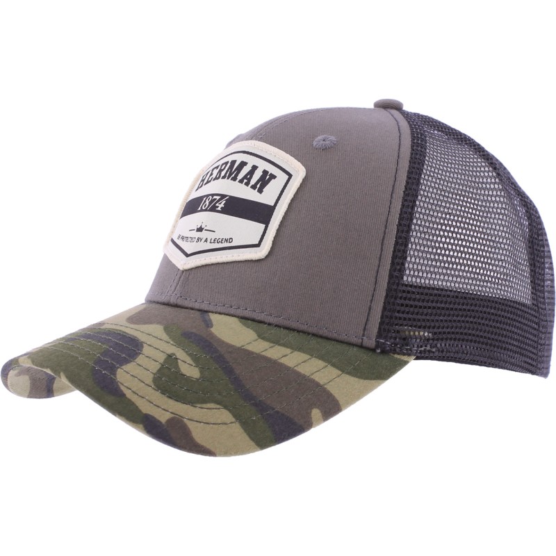 Trucker cap, camo visor, plastic closing "snapback"