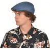 Plain color flat cap with pattern fabric under peak