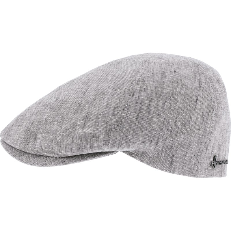 Plain color flat cap with pattern fabric under peak