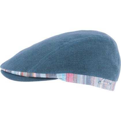 Plain color flat cap, with pattern fabric back band