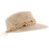 Casquette en paille naturelle unie avec foulard