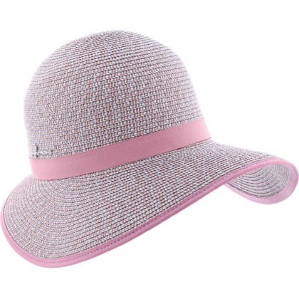 Casquette en paille papier cousue chinée et bandeau uni