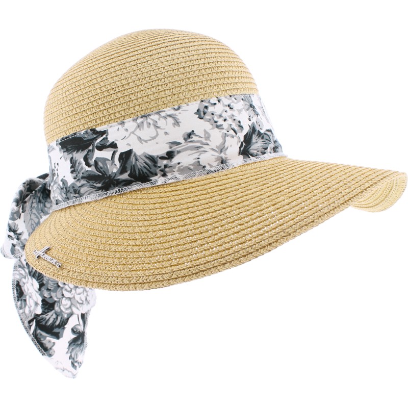 casquette en paille femme avec foulard