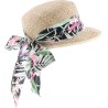 Casquette en paille naturelle unie avec foulard