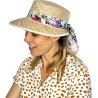 Casquette en paille naturelle unie avec foulard