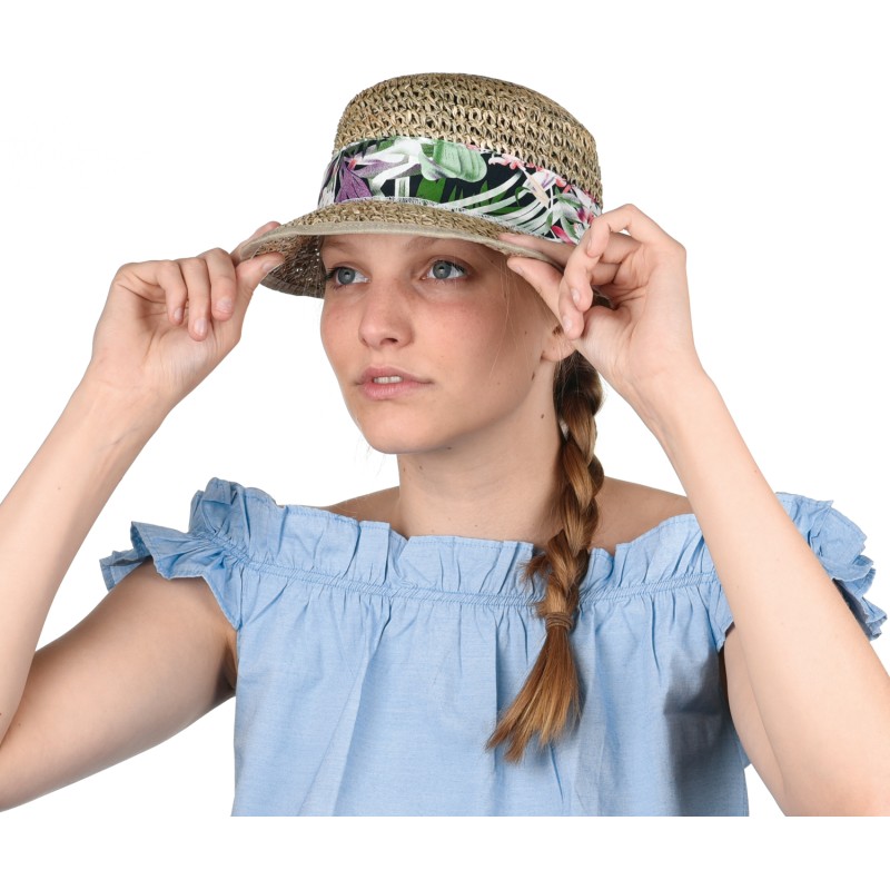 casquette femme en paille naturelle