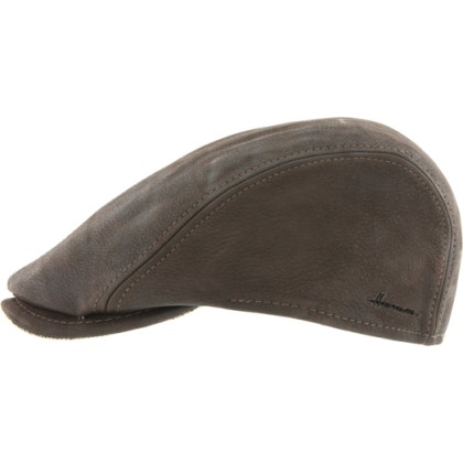 Casquette plate en cuir véritable uni