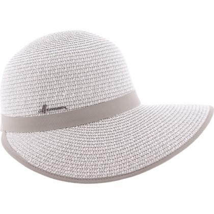 Casquette en paille papier cousue chinée et bandeau uni