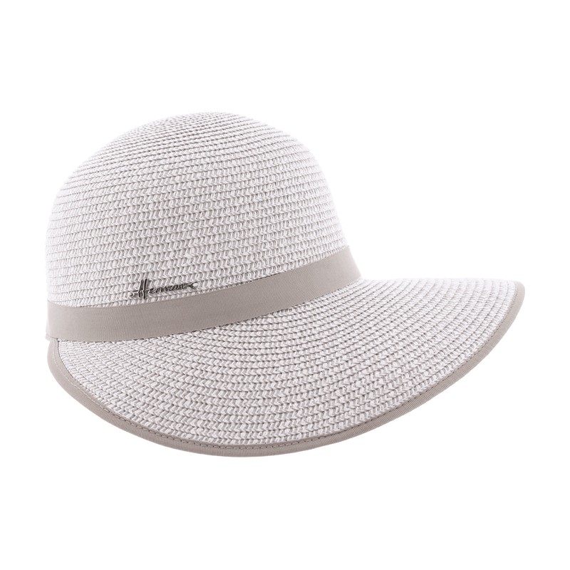 Casquette en paille papier cousue chinée et bandeau uni