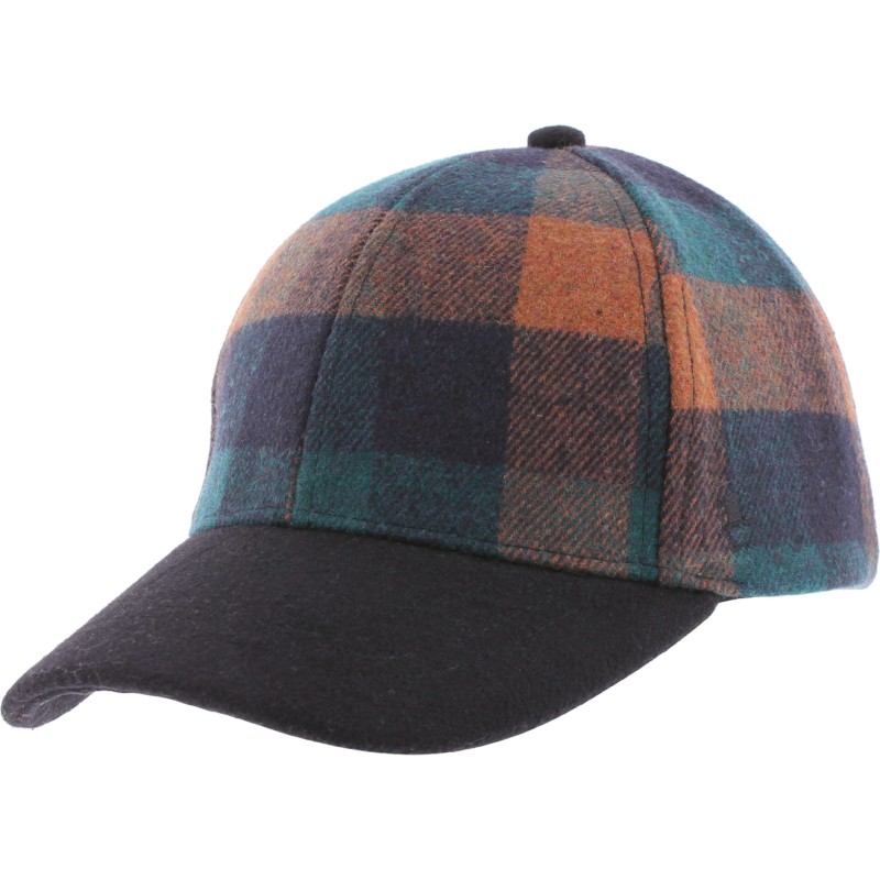 Checked tweed baseball cap, plain visor