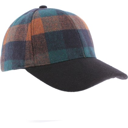 Checked tweed baseball cap, plain visor