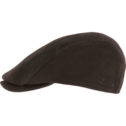 Casquette plate en cuir véritable uni