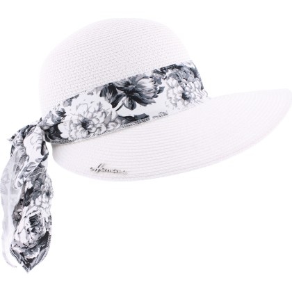 casquette en paille papier été foulard fleurs