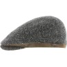 Casquette plate tweed avec bord en faux cuir