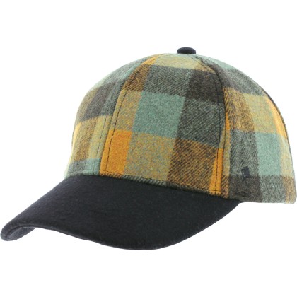 Casquette forme baseball en tweed à carreaux, visière unie