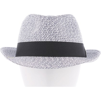 Chapeau enfant paille papier chiné + gros grain uni