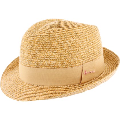 Chapeau enfant paille papier chiné + gros grain uni