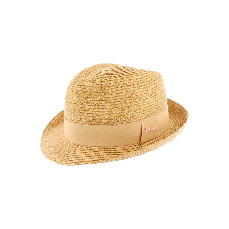Mottled straw paper hat + plain color ribbon