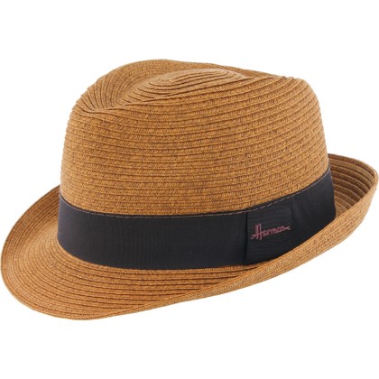 Chapeau enfant paille papier chiné + gros grain uni