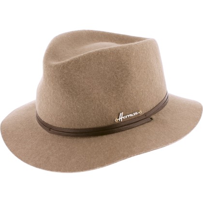 Felt hat 90gr with small plain brim with thin belt and imitation leath