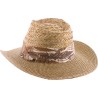 Large brim hat with the crown in natural straw and the brim in heather