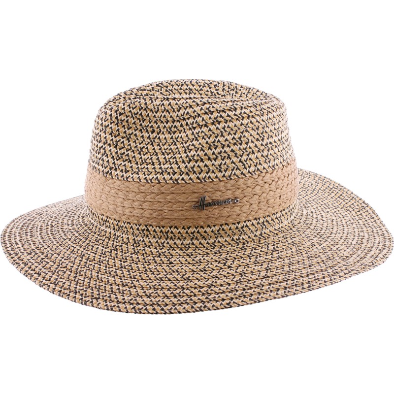 chapeau femme en paille chinée