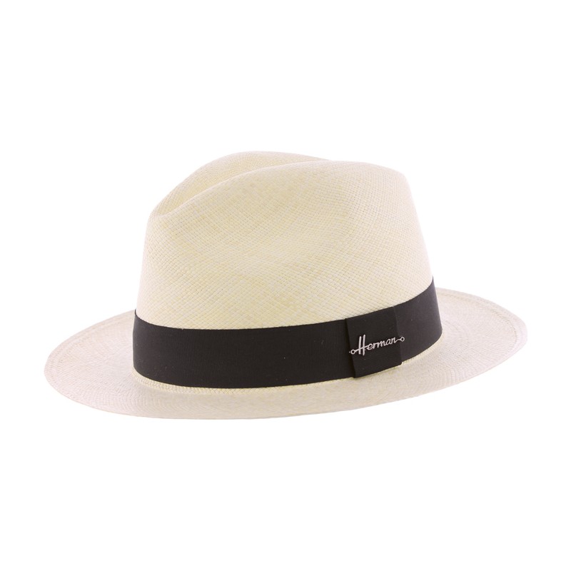 Panama grand bord uni avec  gros grain noir
