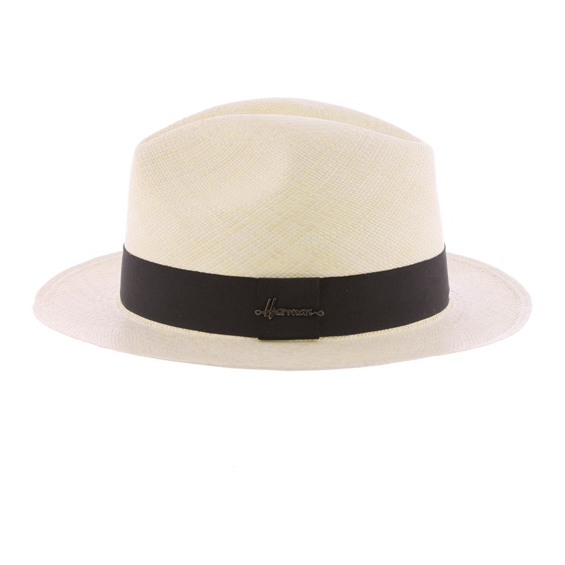 Panama grand bord uni avec  gros grain noir