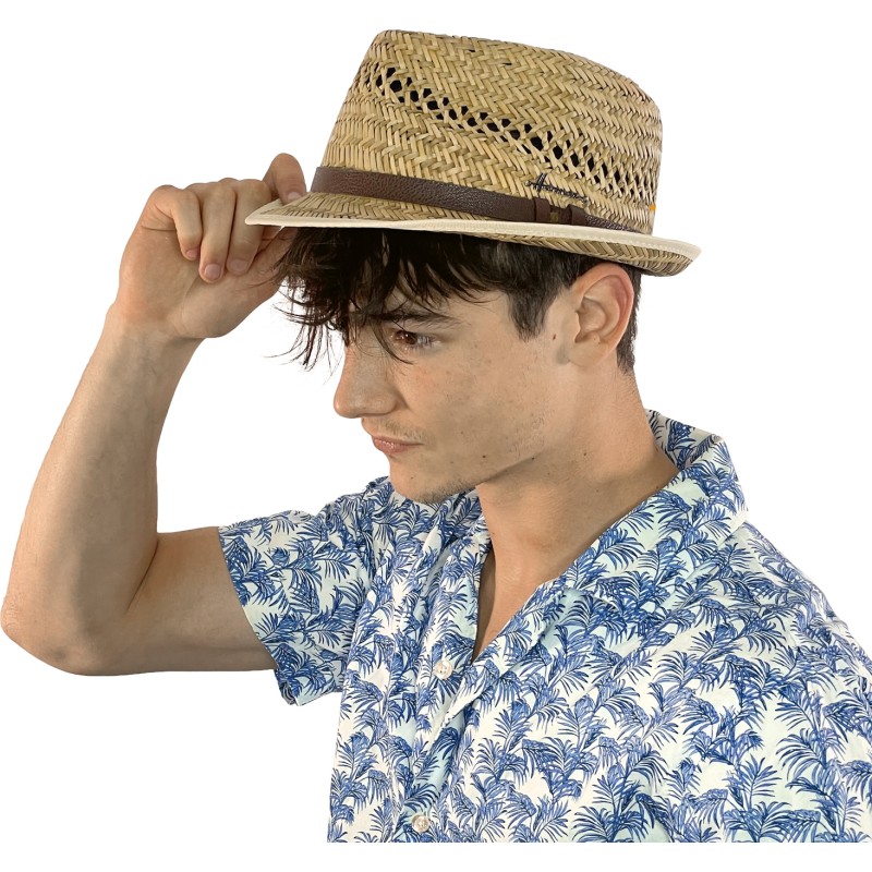 natural straw small brim hat