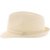 Chapeau petit bord relevé en paille papier uni avec ruban uni ton sur