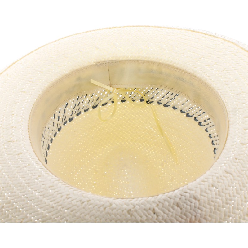 Chapeau grand bord en paille papier bicolore avec cordon de serrage in