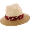 Wide trim straw hat with scarf. Big sun protection close to UPF 30
