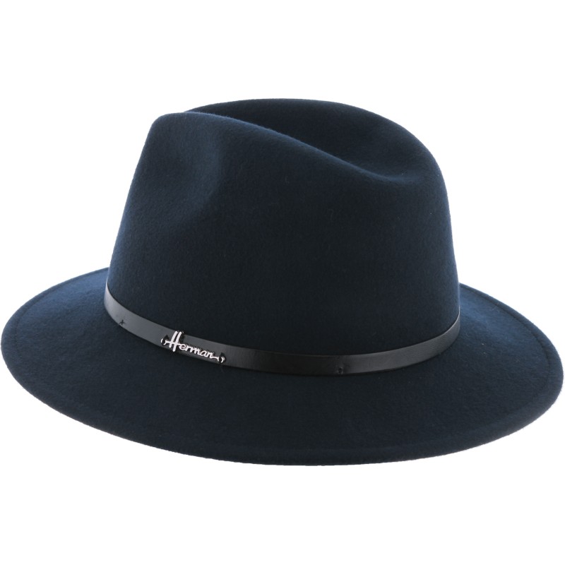 Large Brim felt hat with laether belt.