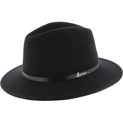 Large Brim felt hat with laether belt.