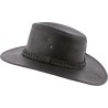 Chapeau grand bord en cuir véritable avec oeillets méta